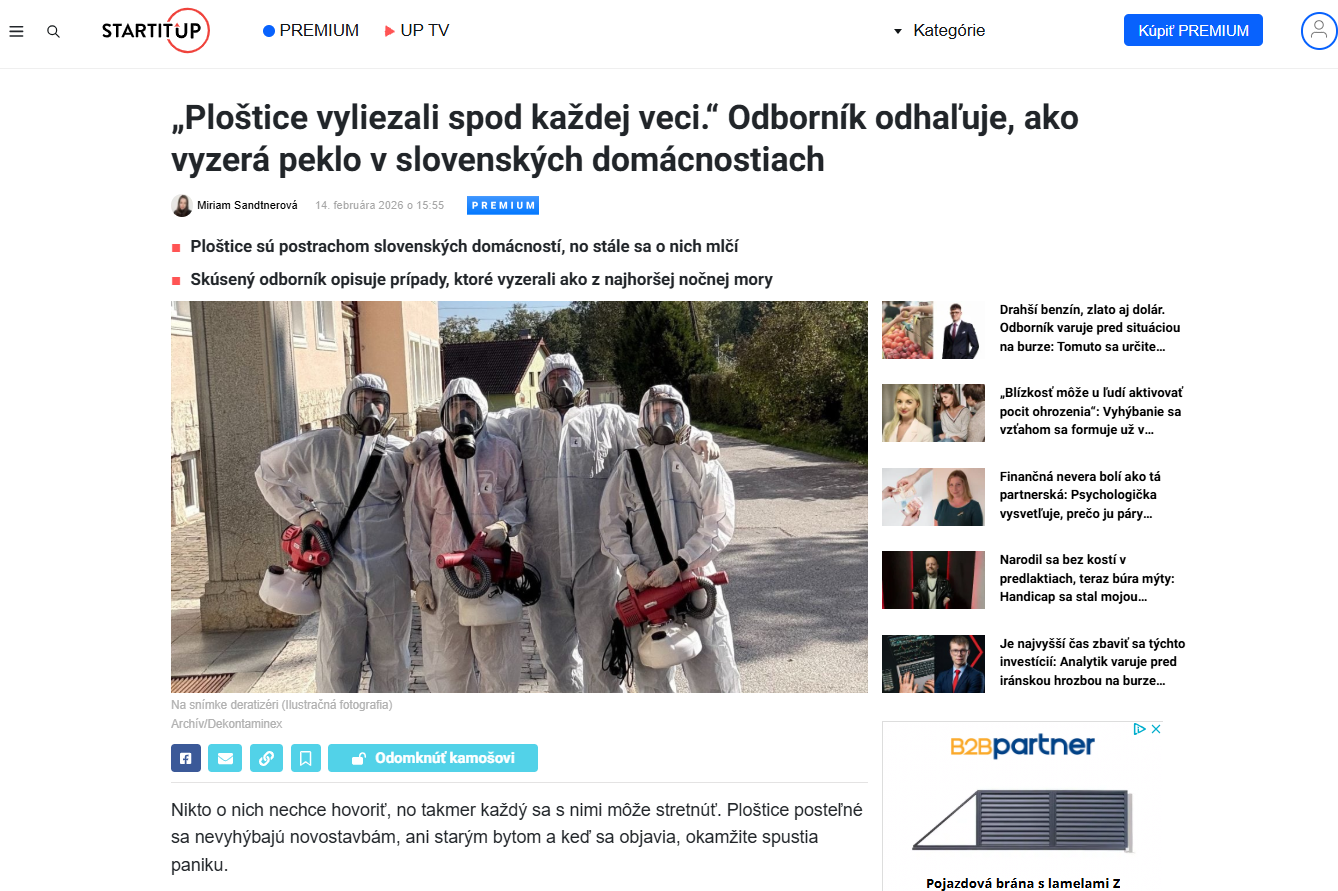 Článok Startitup o plošticiach a zásahu DEKONTAMINEX®
